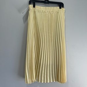 Sadie & Love butter yellow pleated midi skirt with elastic waist